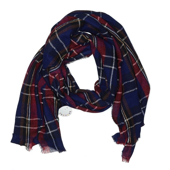 NWT Evereve Harriet Isles Beck Plaid Scarf Blue/Red - Picture 1 of 7
